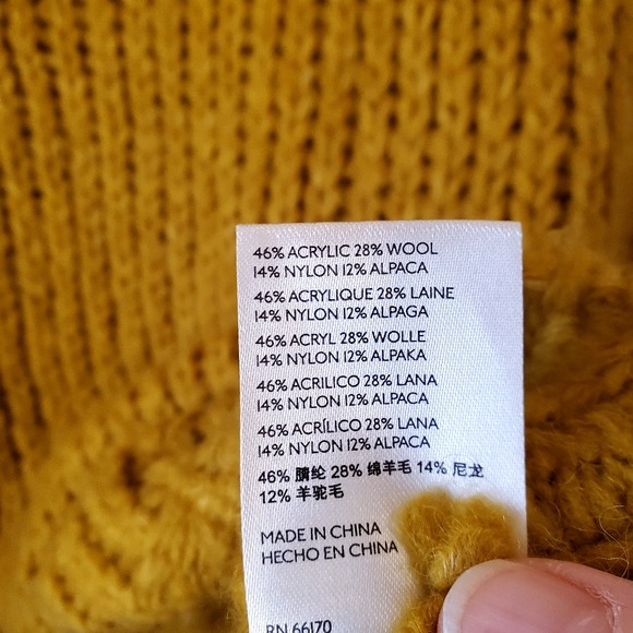 Anthropologie Pilcro Mustard Wool & Alpaca Blend Roll Neck Sweater Size M - Picture 4 of 10